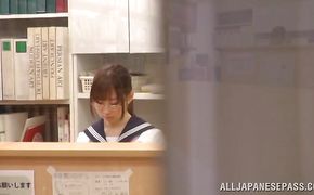 Wonderful Momoka Sakai strokes her moist hole