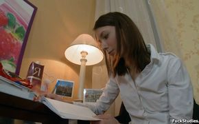 Tasty teen Dora is gently licking male's boner and getting fucked from behind