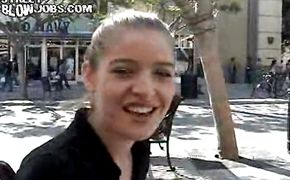 Cheerful Megan stands in various positions getting juicy nana nailed