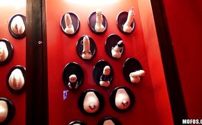 Wanton young Kelly Sun joyfully rides a stiff sausage