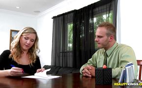 Curvaceous babe Addison Grey spreads her pussy lips to take his cock