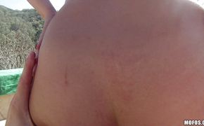 Nude darling Danica Dillon sucking and fucking her lad's dangler