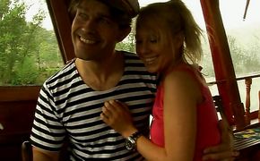 Ambitious blonde cutie Terry A moans loudly while riding a throbbing meat rocket