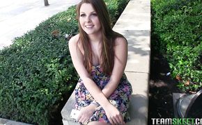 Tasty brunette babe Cali Hayes and a bf she met the other day are already having steamy sex