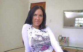 Alluring brunette Destiny St. Claire is fucking lad because she likes his hard prick