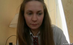 Racy Angelina B. eagerly blows a hard boner